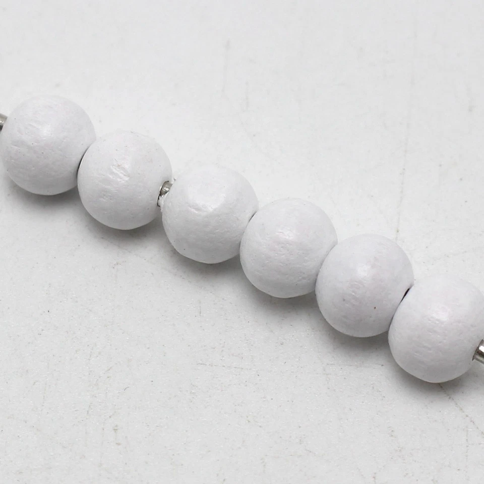 500 piezas Cuentas de madera redondas blancas de 8 mm ~ Cuentas de madera Cuentas espaciadoras Fabricación de joyas Foto 4 de 4