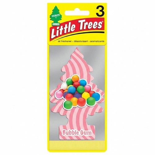 Little Trees Cardboard Hanging Car, Home & Office Air Freshener, Bubble Gum -3PK
