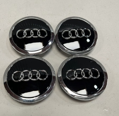 #ad #ad Set Of 4 Black And Chrome 69mm 2.72 Inches Wheel Center Caps Fits Audi Wheels $33.00