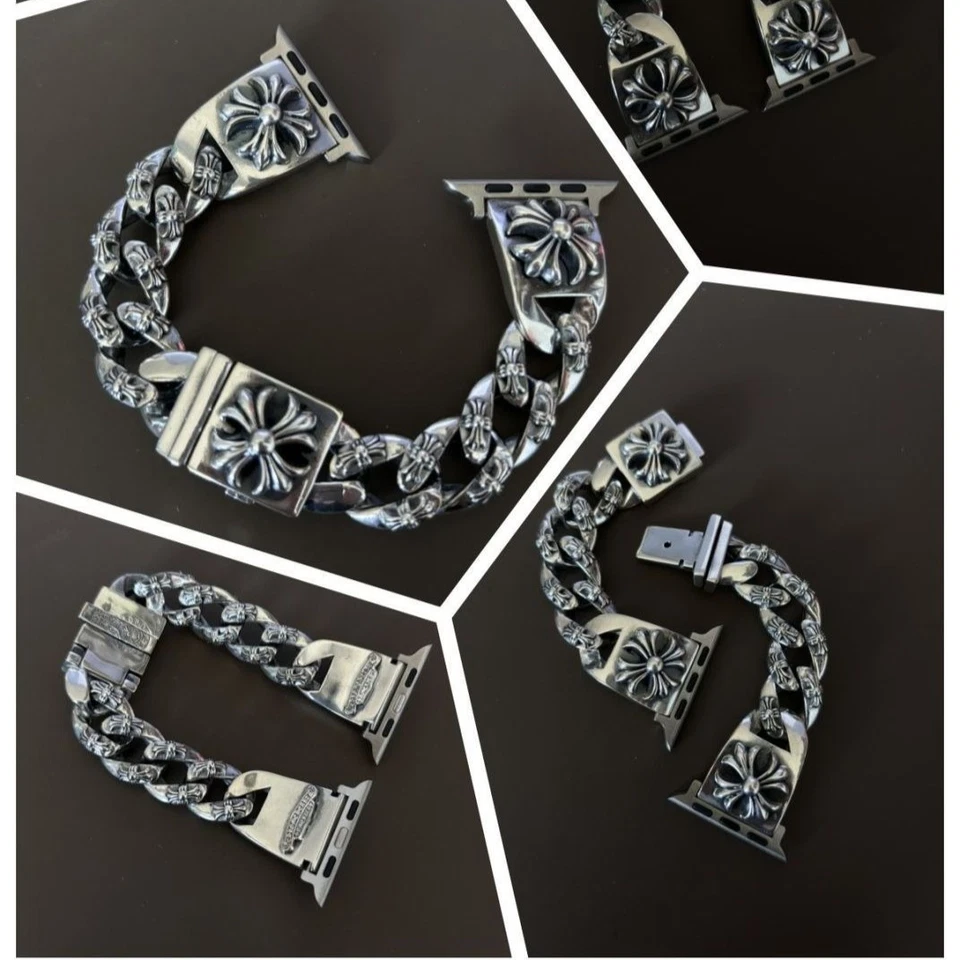 Correa de reloj punk gótico flor cruz plata 925 para Apple Watch Ultra 1/2 Foto 4 de 4