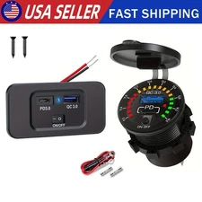 12V Dual USB Port Fast Car Charger Socket,Car Power Adapter Outlet Panel Mount