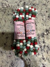 Trader Joe  s Handcrafted Felted Wool Garland Holiday Christmas 6 foot lot of 2