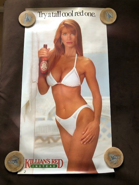 vintage Killian's Red white bikini redhead 1988 official Coors sexy poster