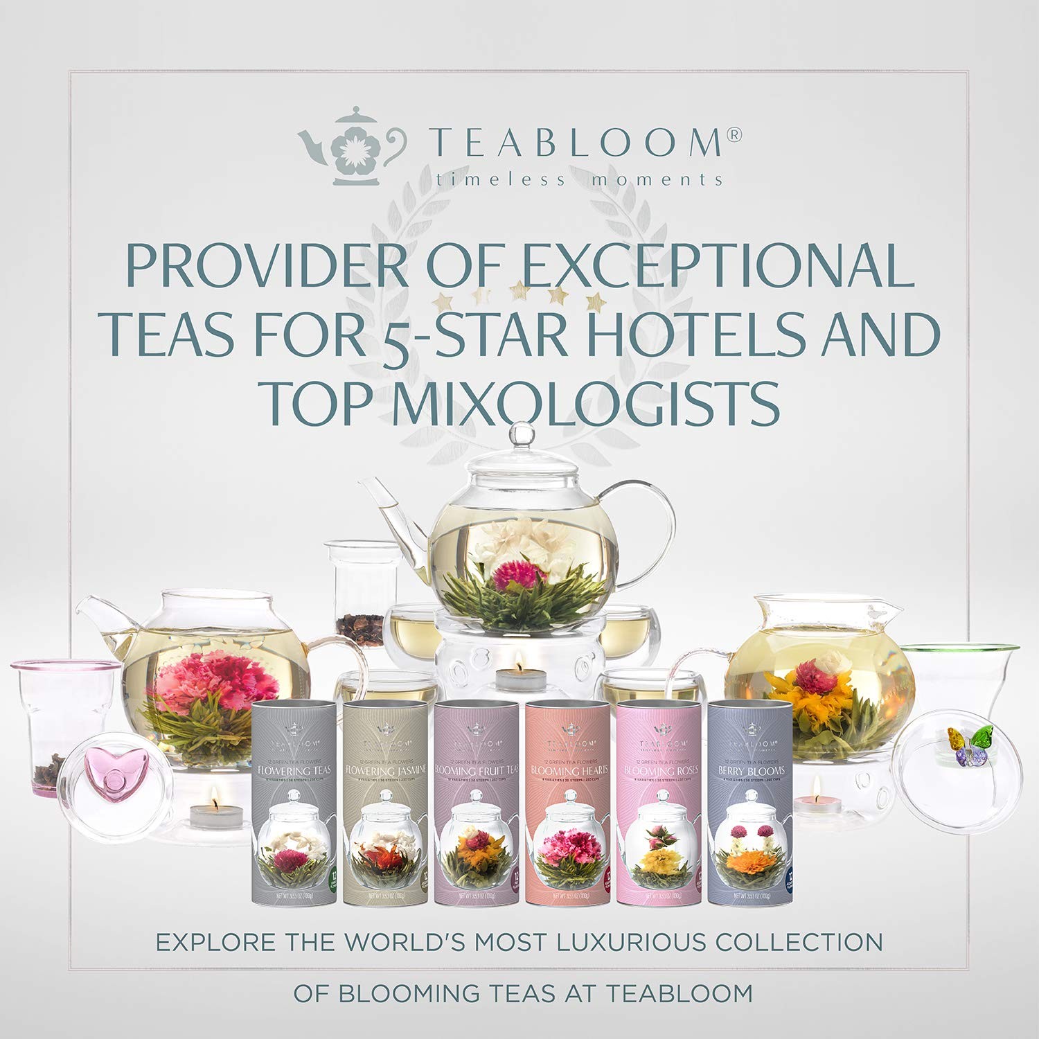 Teabloom Radiant Greens &ndash; Organic Green Tea Sampler with 12 Plant-Based Pyram...