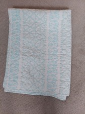Pottery Barn Kids Baby Embroidered Aqua CRIB Toddler Quilt ISABELLE Turquoise