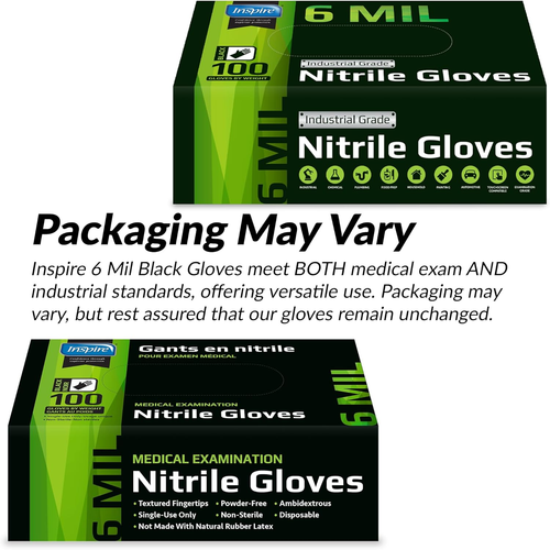 Guanti Nitrile Nero RESISTENTI 6 Mil Nitrile Resistenti Chimici Cucina Medica - Foto 6 di 12
