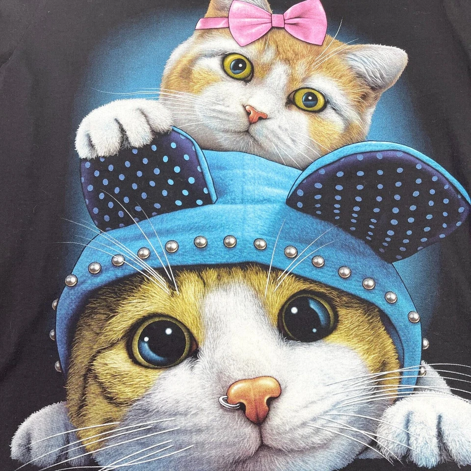 Thanabat Grunge Cat T-Shirt Size Large 3D Glow In The Dark Double Sided Kitty - Image 4 of 4