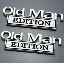  2pcs Metal Old Man Edition Emblem 3D Badge （Silver Black） Fit for Universal Car