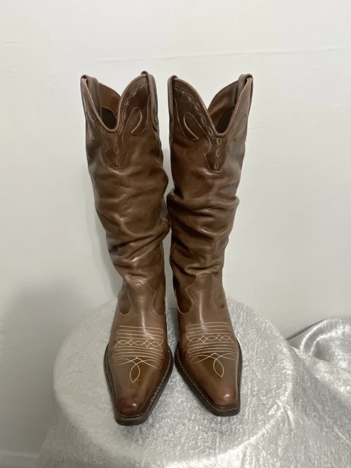 Steve Madden Spurs 68 Western Boots–Brown Leather-Made in Brazil Size6B(B45)? - Image 2 of 4