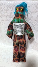 Original Dammit Doll Plush Stress Reliever 13” Tall Blue Hair Animal Print NWT