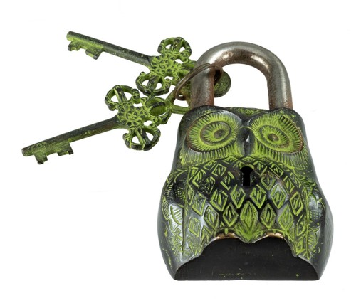 Cadenas Original Chouette en Laiton - Fabrication artisanale - 12cm- 550g #3089 - Picture 5 of 6