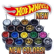 1/64 Scale 7 SPOKE v4 Real Rider Wheels Rims Tires Set for Hot