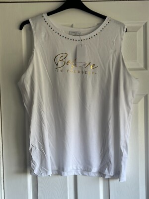 Matalan Papaya weiß Believe In Yourself mehrfarbige Nieten Top Größe 20 neu