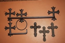 Spanish Mission Cross Bath Decor Towel Rack TP Holder,wall crosses,6 pieces