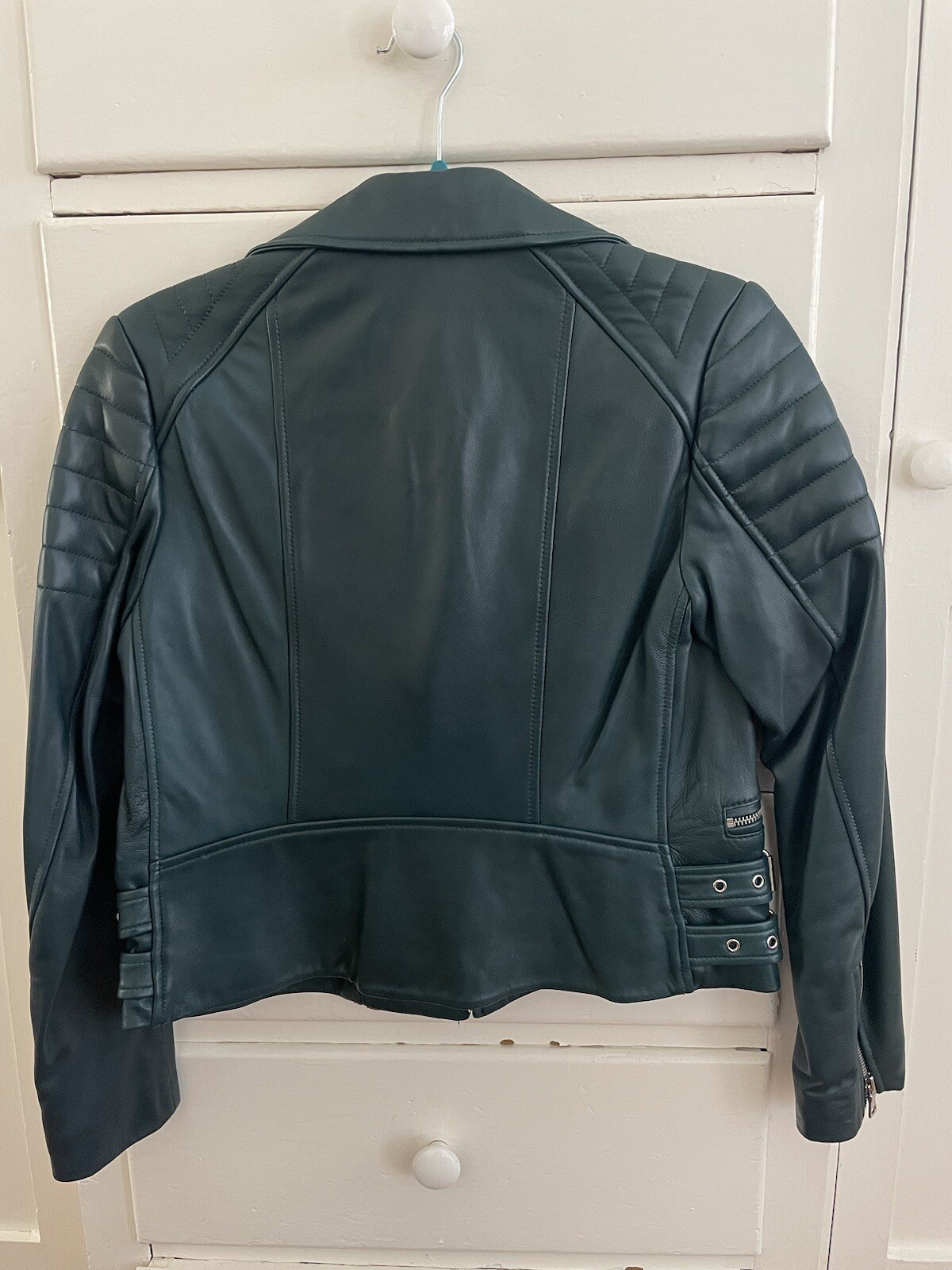 Rebecca Taylor Moto Leather Jacket in Evergreen, Small image 5