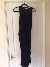 NEW Black stretch high neck cut out Sleeveless Midi Dress Size 12 By CLUB L