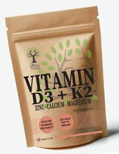 Calcium Magnesium Zinc Vitamin D3 10000iu K2 MK7 Natural Vegan Vitamin D3 K2