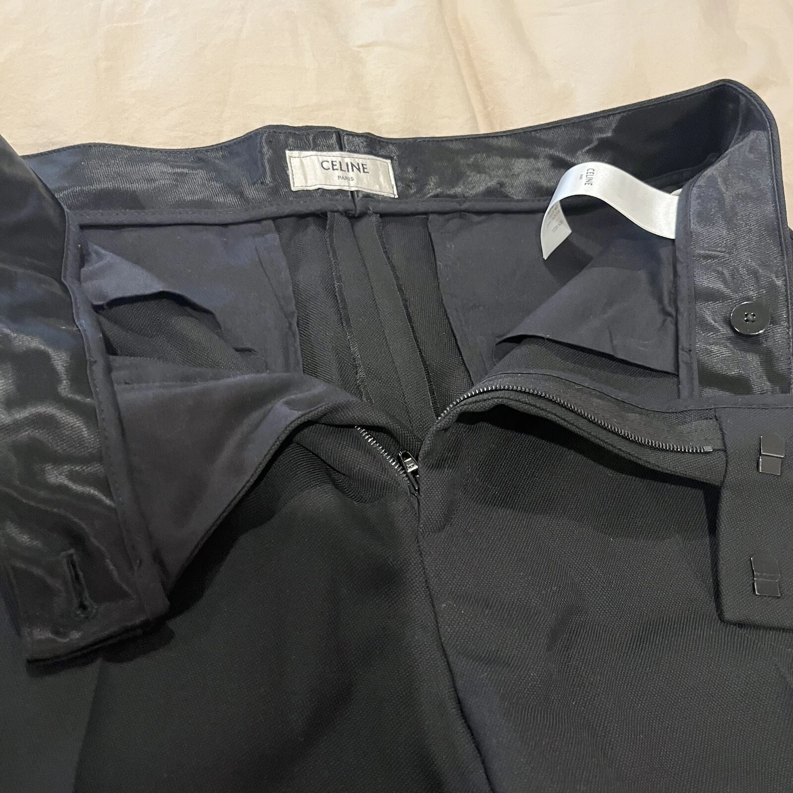 Pantaloni Celine neri 100% lana nuovi con etichette taglia FR40 US10