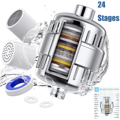 24 Stages Shower Head Filter Purifier W/Replaceable Filter Cartridge Hard Water