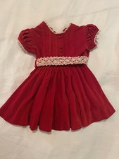 Vintage Girls Toddler Baby Dress Red Velvet Beautiful Lace 12 Months to 24 Month
