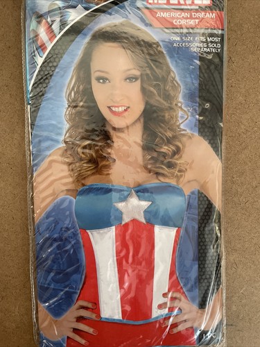 NEW! Marvel American Dream Corset Cosplay Halloween Costume One Size Fits Most - Picture 10 of 12