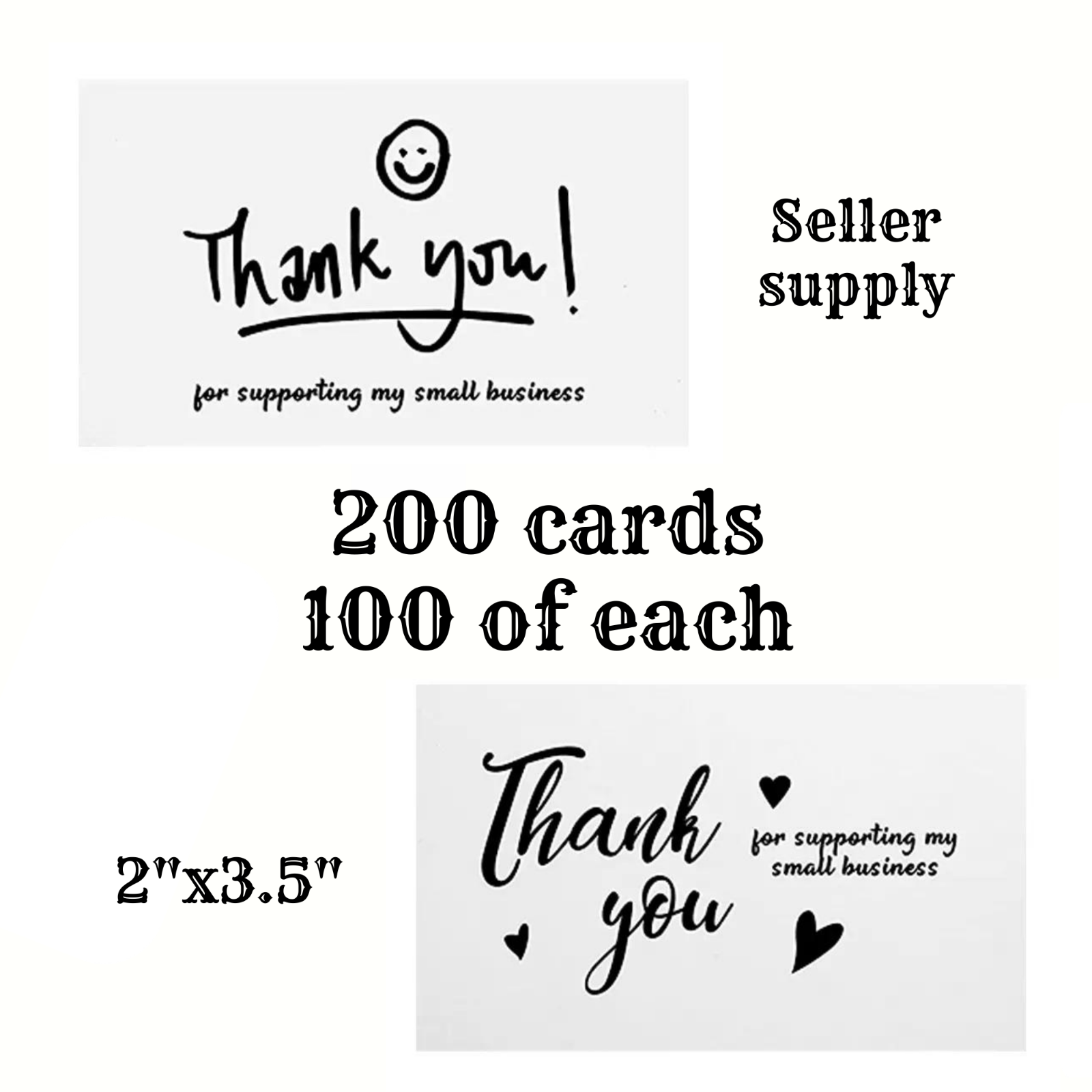 Mini Thank You Cards Small Business Bulk Lot 200 pcs 2 X 3.5 inch