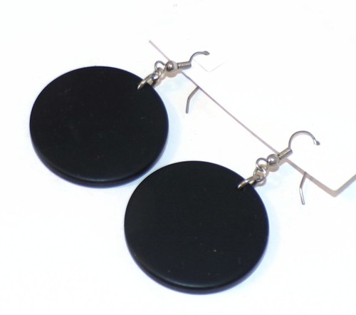 Sobral Classicos Indiana Redondo Matte Black Dangle Artist Made Earrings - Picture 2 of 5
