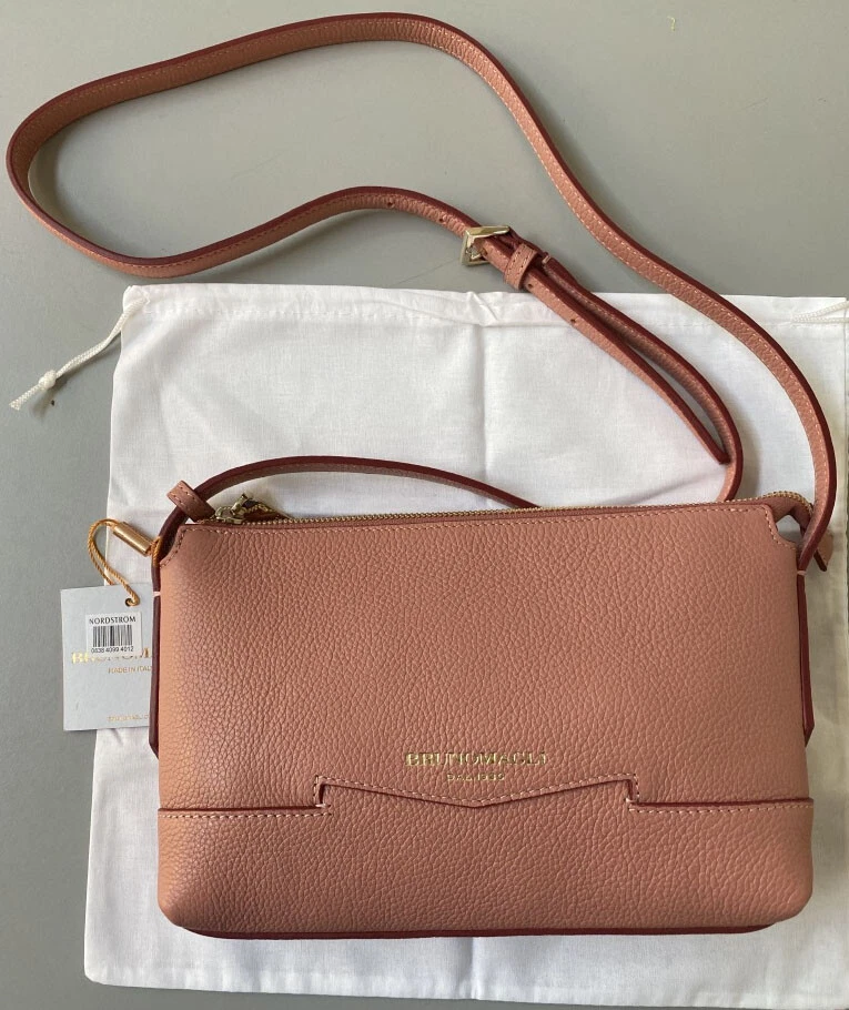 NWT Authentic Bruno Magli Easy Crossbody Leather Bag Color Dusty Rose MSRP 495