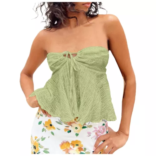 Top de tubo para mujer de verano sin hombros sin tirantes elegante bandeau Top Off - Imagen 7 de 42