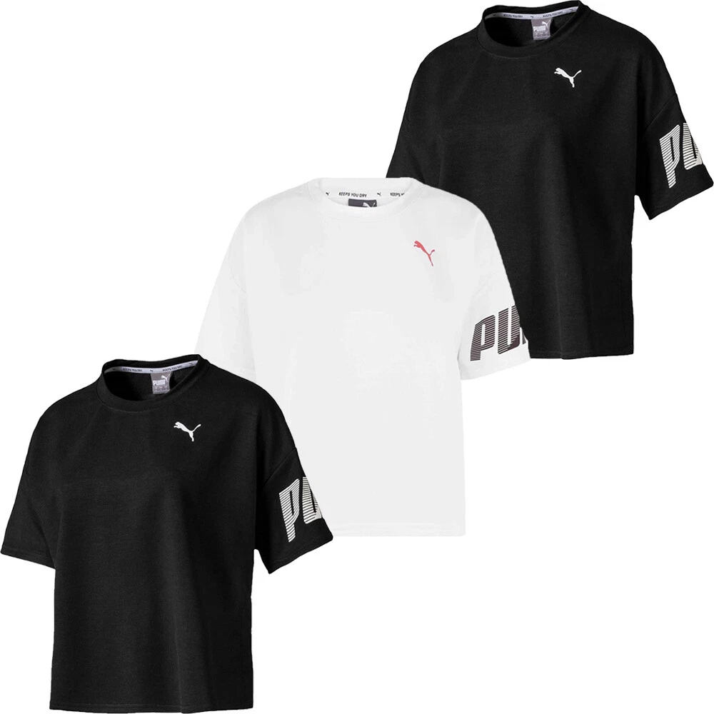 Puma Womens Short Sleeve T Shirt T Shirt Ladies Crop Tee Shirts Top Size M L
