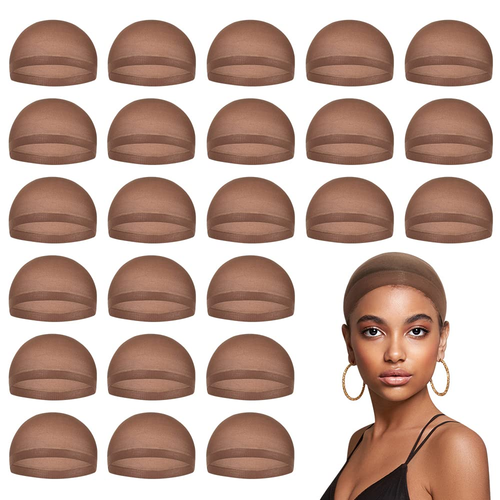 Dark Brown Stocking Wig Caps for Women, 24 Pack - Picture 1 of 7