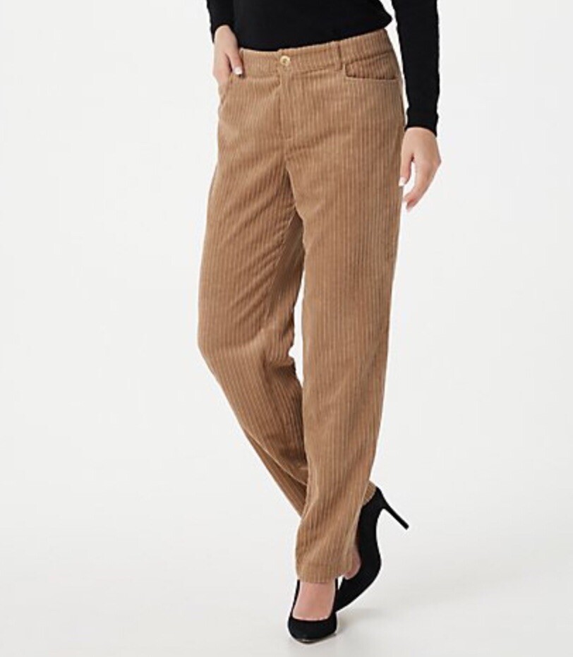 Susan Graver Regular Corduroy Straight Leg Pants True Taupe Reg 16 A387869  | eBay