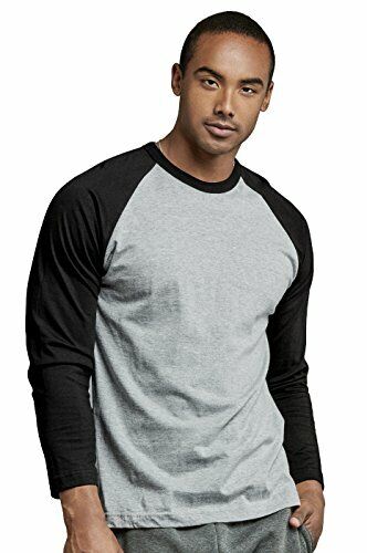 Men's Full Sleeve Casual Raglan Jersey Baseball Tee Shirt (2XL, BLK/LGR) - Afbeelding 1 van 1