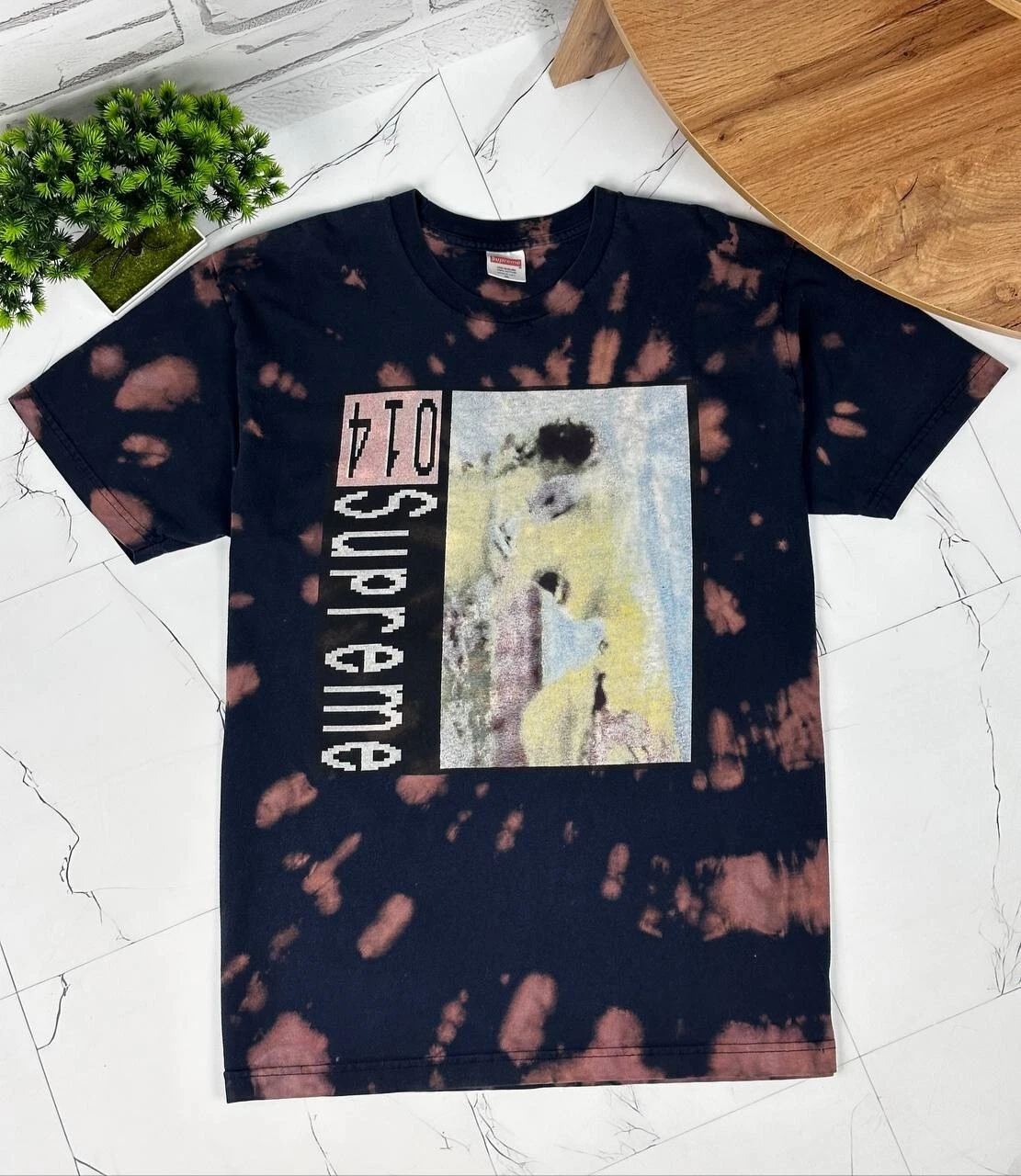 Supreme 014 Industrial TIE DYE T shirt noir imprimé TAILLE XL