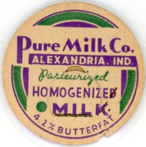 Milk Bottle Cap - Pure Milk Co. - Alexandria, Indiana, IN - Pasteurized Milk