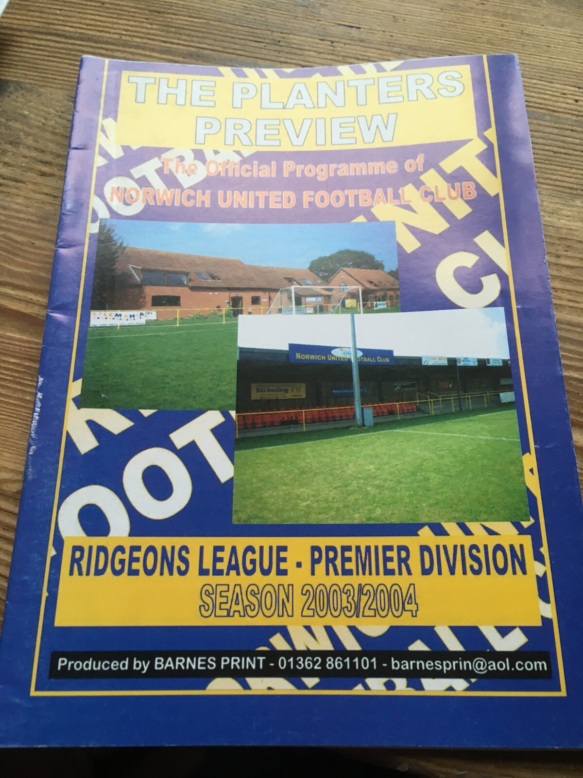 16.08.2003 NORWICH UNITED v SOHAM TOWN RANGERS RIDGEONS LGE PREMIER eBay