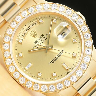 ROLEX MENS DAY-DATE 18238 FACTORY DIAMOND 2.5 CT BEZEL 18K YELLOW