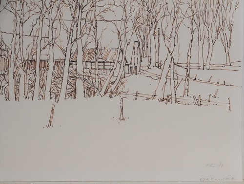 Eva Kausche-Kongsbak /Original Zeichnung Farbstift / Worpswede Waakhausen/1977 - Bild 3 von 5