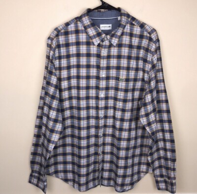 Lacoste Men s Regular Fit Plaid Multi-Color Button-Up Long Sleeve Shirt XL / 2XL