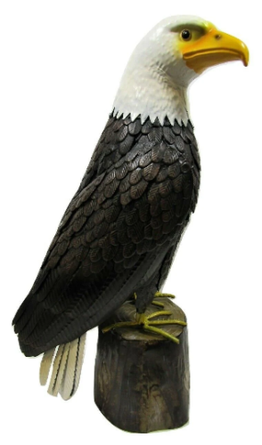 Large 22" Metal Tin Majestic Bald Eagle on Tree Stump Log Raptor Bird Of Prey