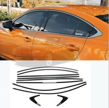 For 2014-2021 Mazda 6 Atenza Bright Black Stainless Window Strip Cover Trim Kit