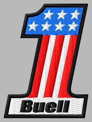BUELL #1 MOTORCYCLES EMBROIDERED PATCH IRON/SEW ON 2-7/8'' x 2'' ULYSSES FIREBOLT