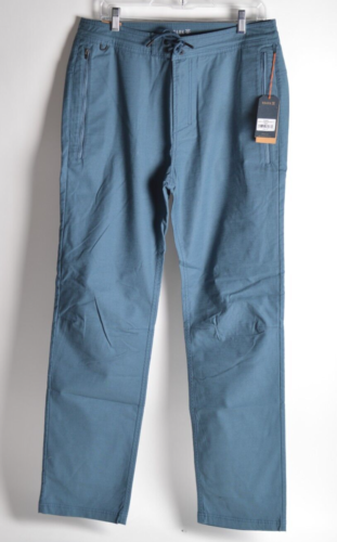 Neuf avec étiquettes pantalon homme escale Roark coupe détendue 95 $ 32 cordon de serrage bleu fermeture éclair extensible - Photo 1/5