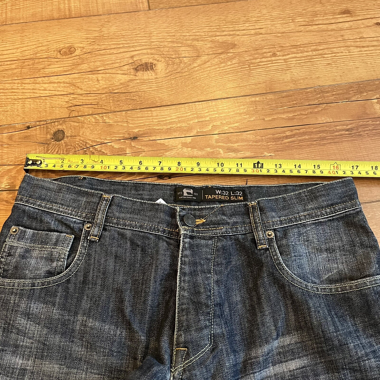 Burtons Mens Blue Tapered Slim Fitting Denim Jeans Waist 32” Inside Leg 32” eBay