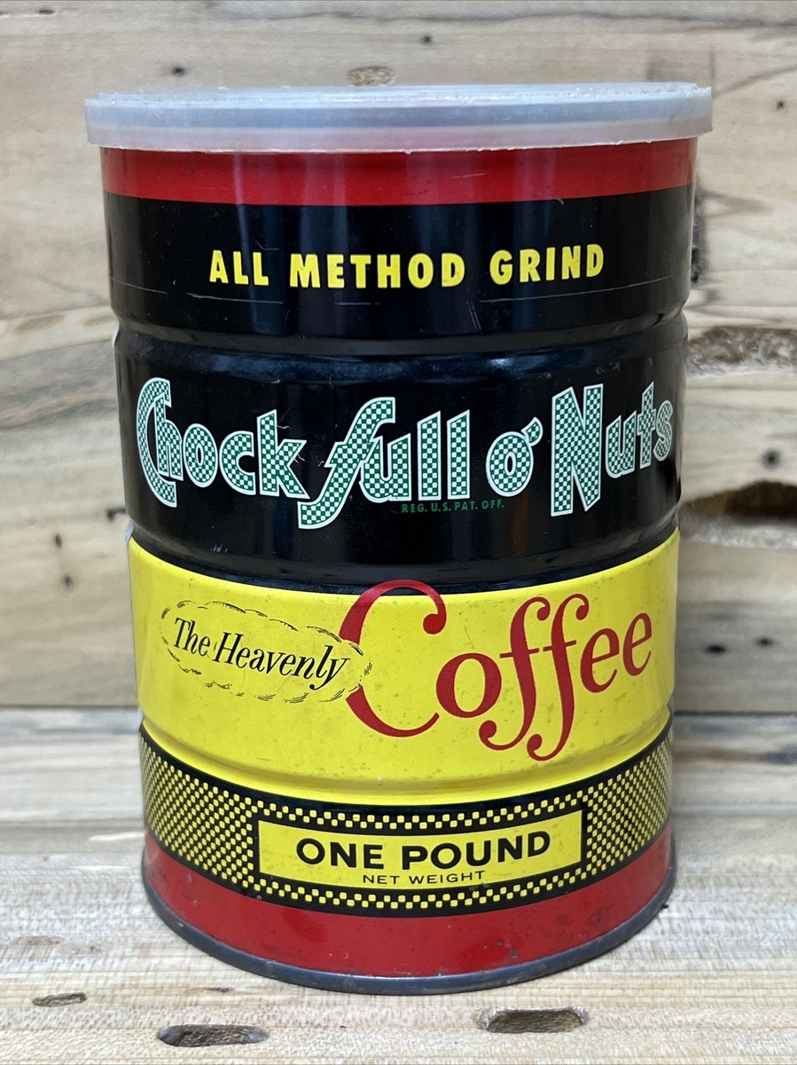 vintage chock full o'nuts Heavenly Coffee One Pound Tin Can Q512