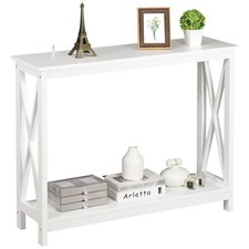HomGarden 39'' Console Table 2-Tier Entryway Table Sofa Accent Side Table White