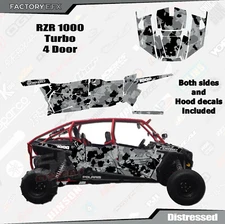 Gray Distressed Camo Racing Graphics kit fit Polaris RZR 1000 Turbo 4 Door 14-18