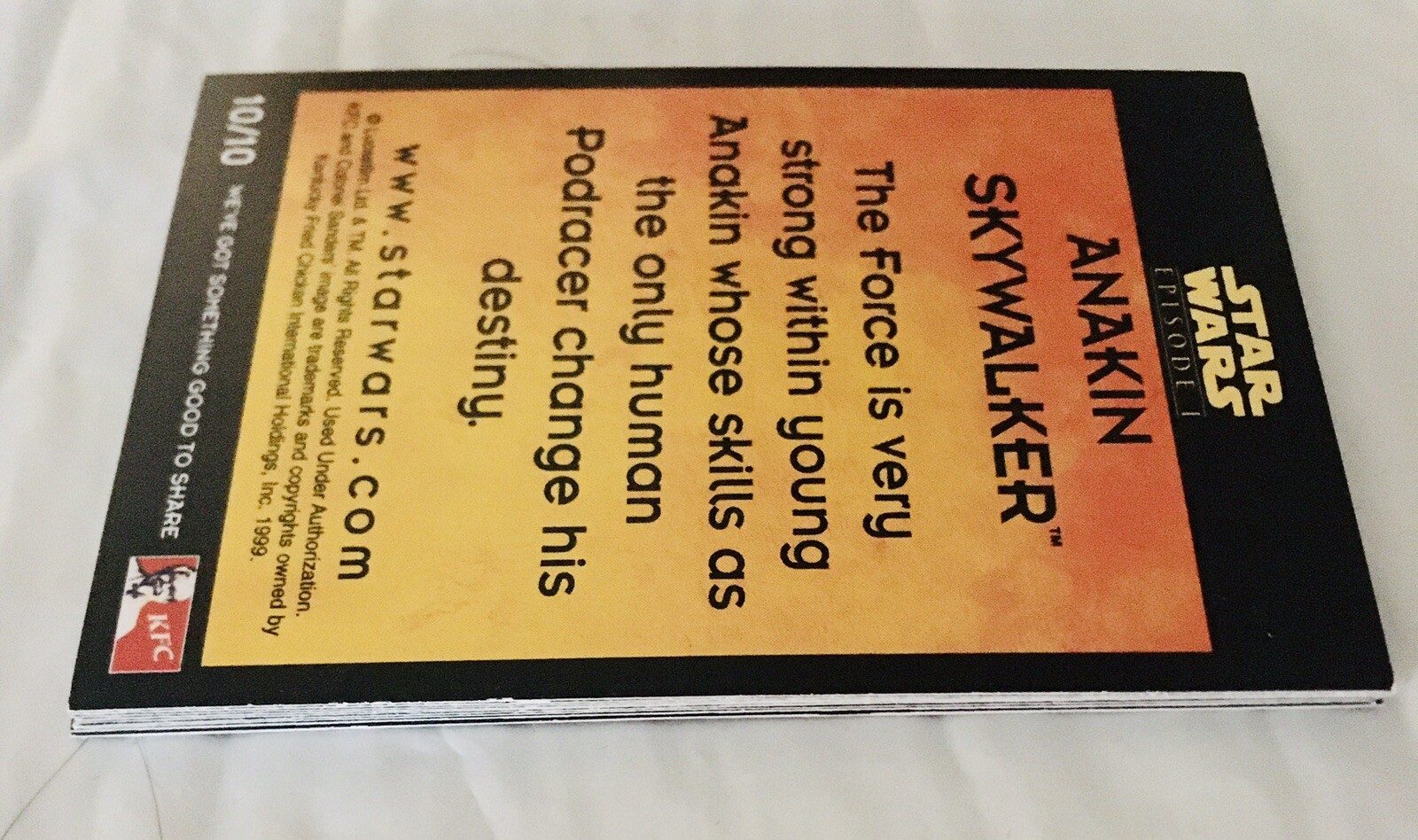 Star Wars Episode 1 Trading Card Complete Set 1-10 Australia Edition KFC 1999 - Picture 9 of 9