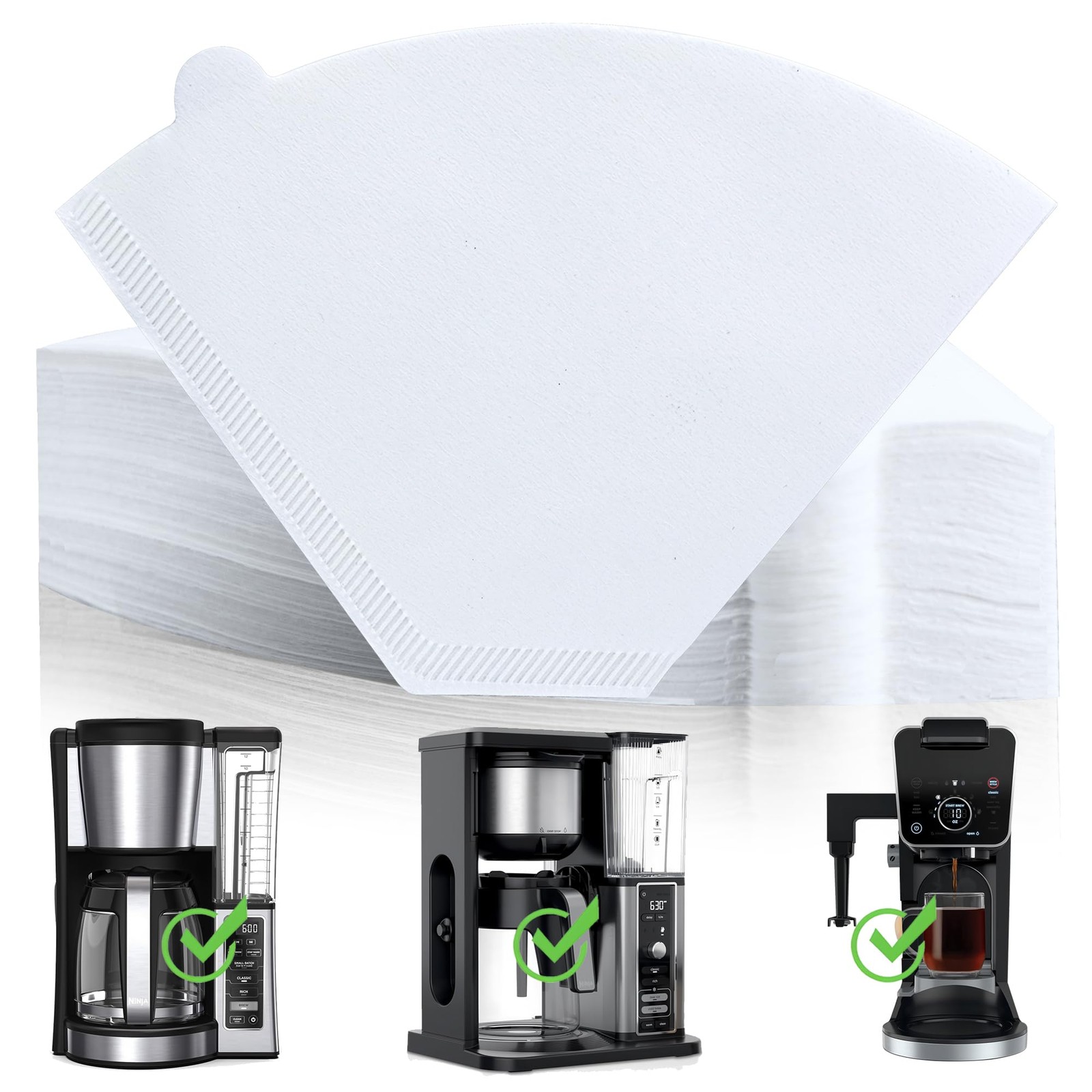 100 Disposable Coffee Paper Filters 4 Cone for Ninja Maker, White