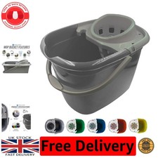 Stylish 12L Grey Mop Bucket with Easy Carry Handle & Wringer for Home & Business